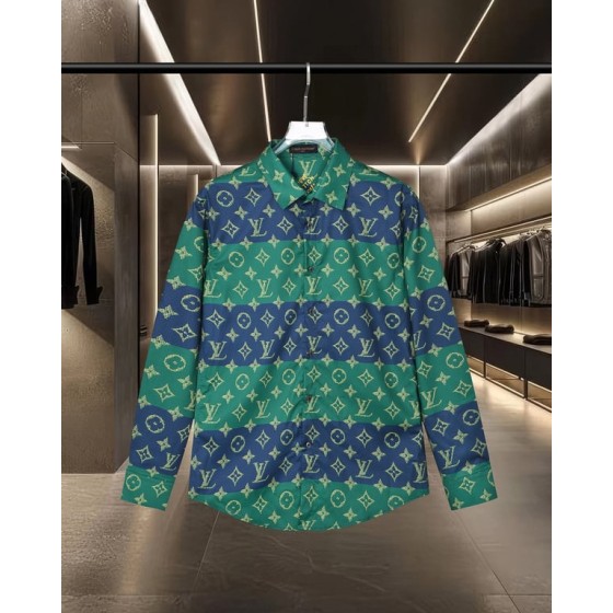 Louis Vuitton classic Monogram color-blocked striped logo print long-sleeved shirt
